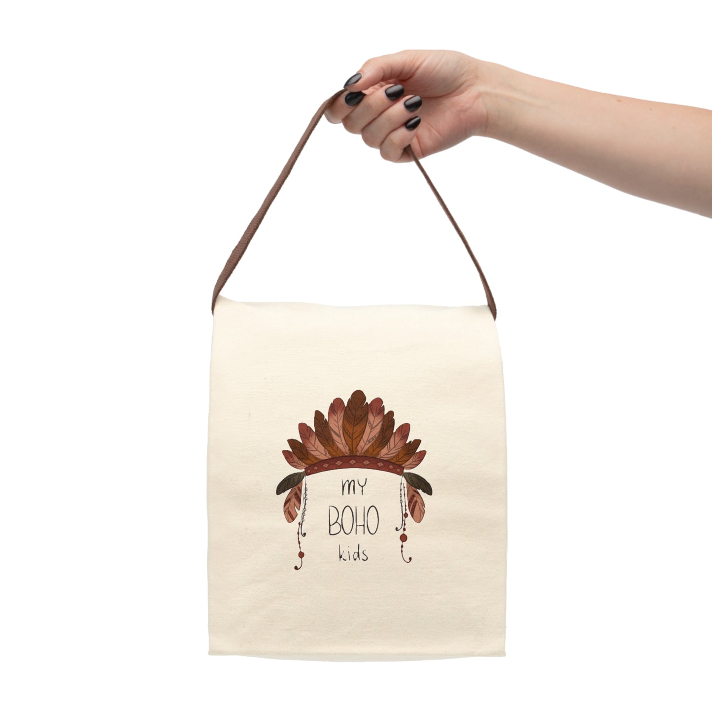 Boho Kids Canvas Lunch Bag - Eco-Friendly Lunch Tote with Strap
