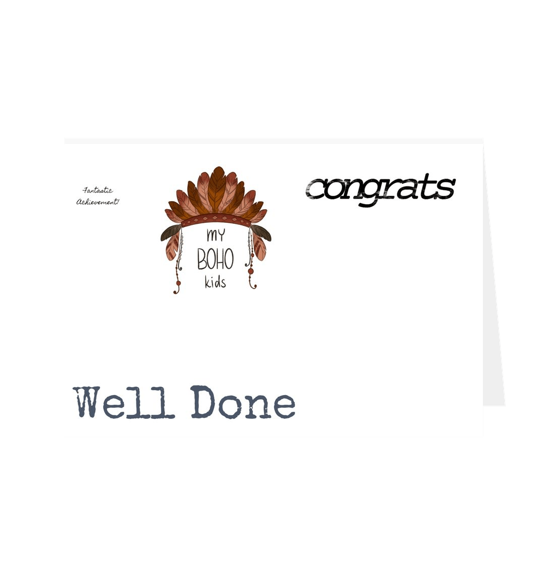 White 'MY BOHO KIDS' congratulations card