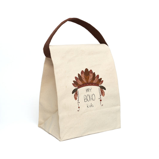 Boho Kids Canvas Lunch Bag - Eco-Friendly Lunch Tote with Strap