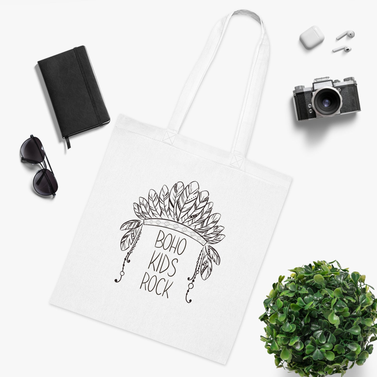 'BOHO KIDS ROCK' Eco-Friendly Cotton Tote Bag